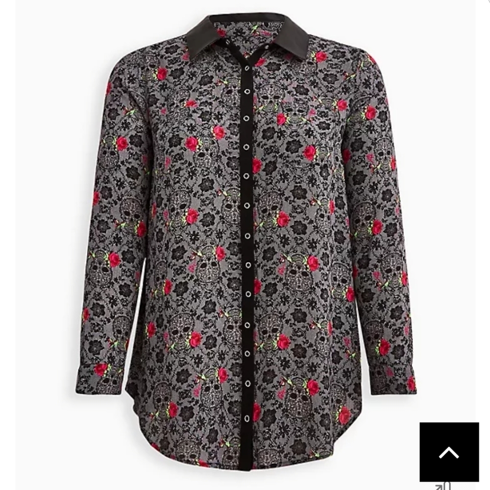 🆕💀 🌹2X BETSEY JOHNSON FLORAL SKULLS TUNIC BLOUSE 🌹 💀
